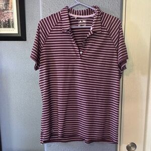 Adidas Maroon Striped Women's Top